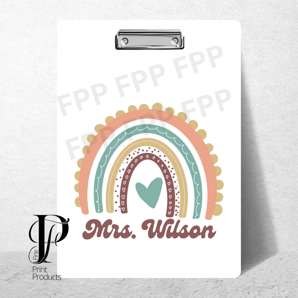 Cute Clipboard BOHO Rainbow Custom Personalized with your Name